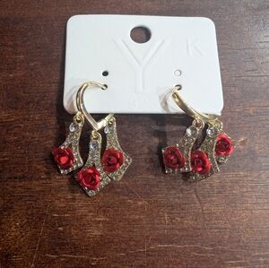 Elegant Red Rose Gold Earrings